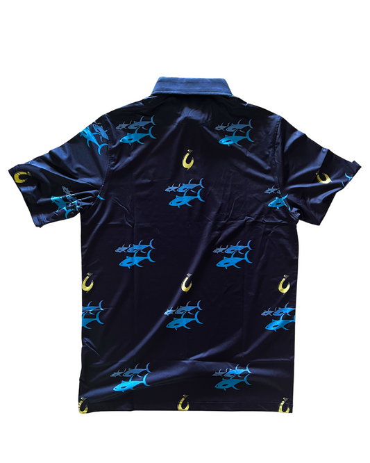 Collared Fish Print Golf Shirt