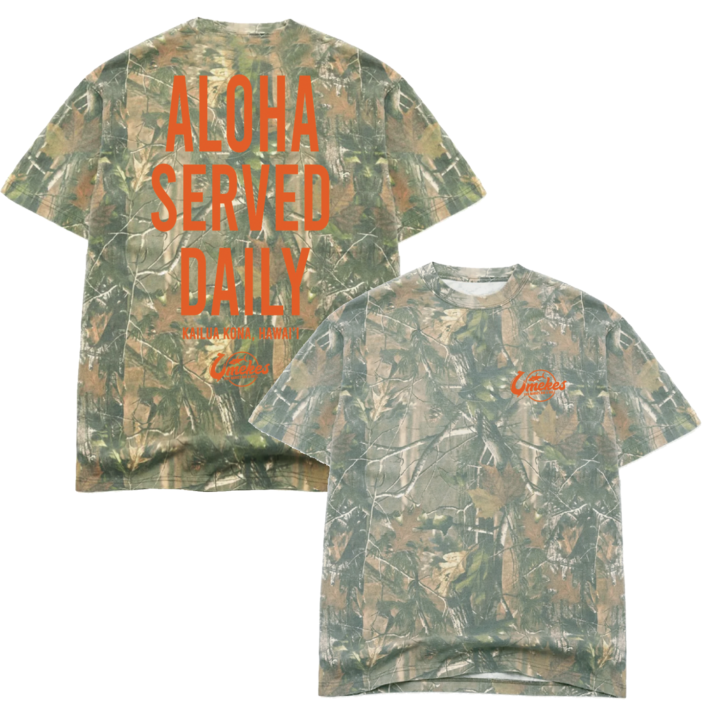 Orange Oversized Aloha Served Daily Camo Shirt