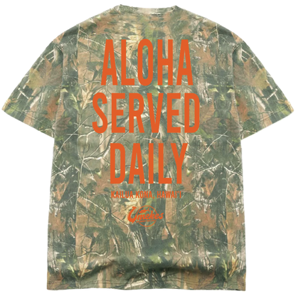 Orange Oversized Aloha Served Daily Camo Shirt