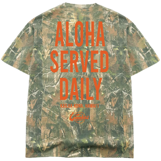 Orange Oversized Aloha Served Daily Camo Shirt