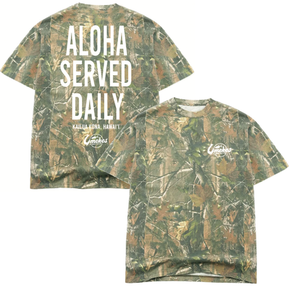 White Oversized Aloha Served Daily Camo Shirt