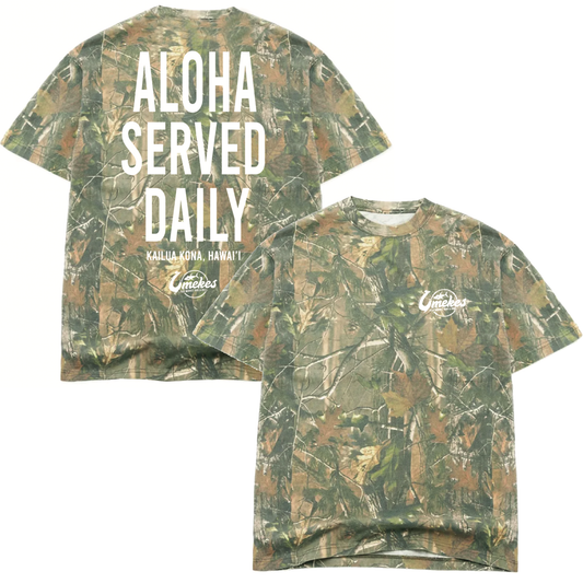 White Oversized Aloha Served Daily Camo Shirt