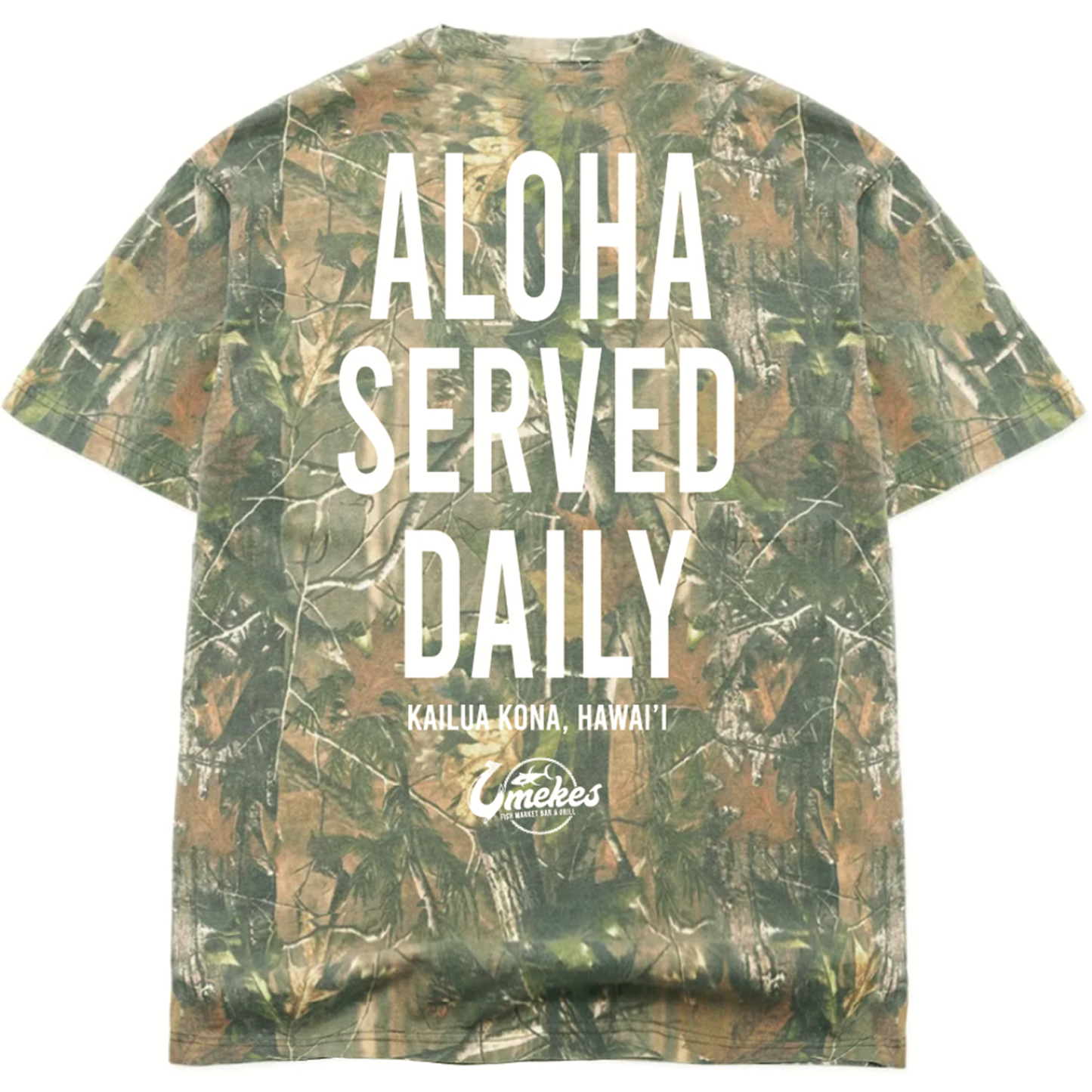 White Oversized Aloha Served Daily Camo Shirt