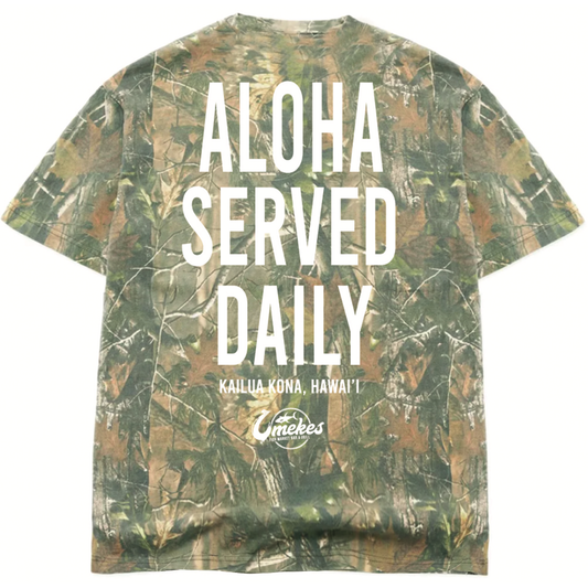 White Oversized Aloha Served Daily Camo Shirt